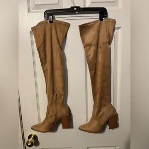 Knee high chunky hill boot
